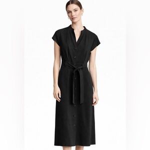 Calvin Klein black button down belted dress size 10